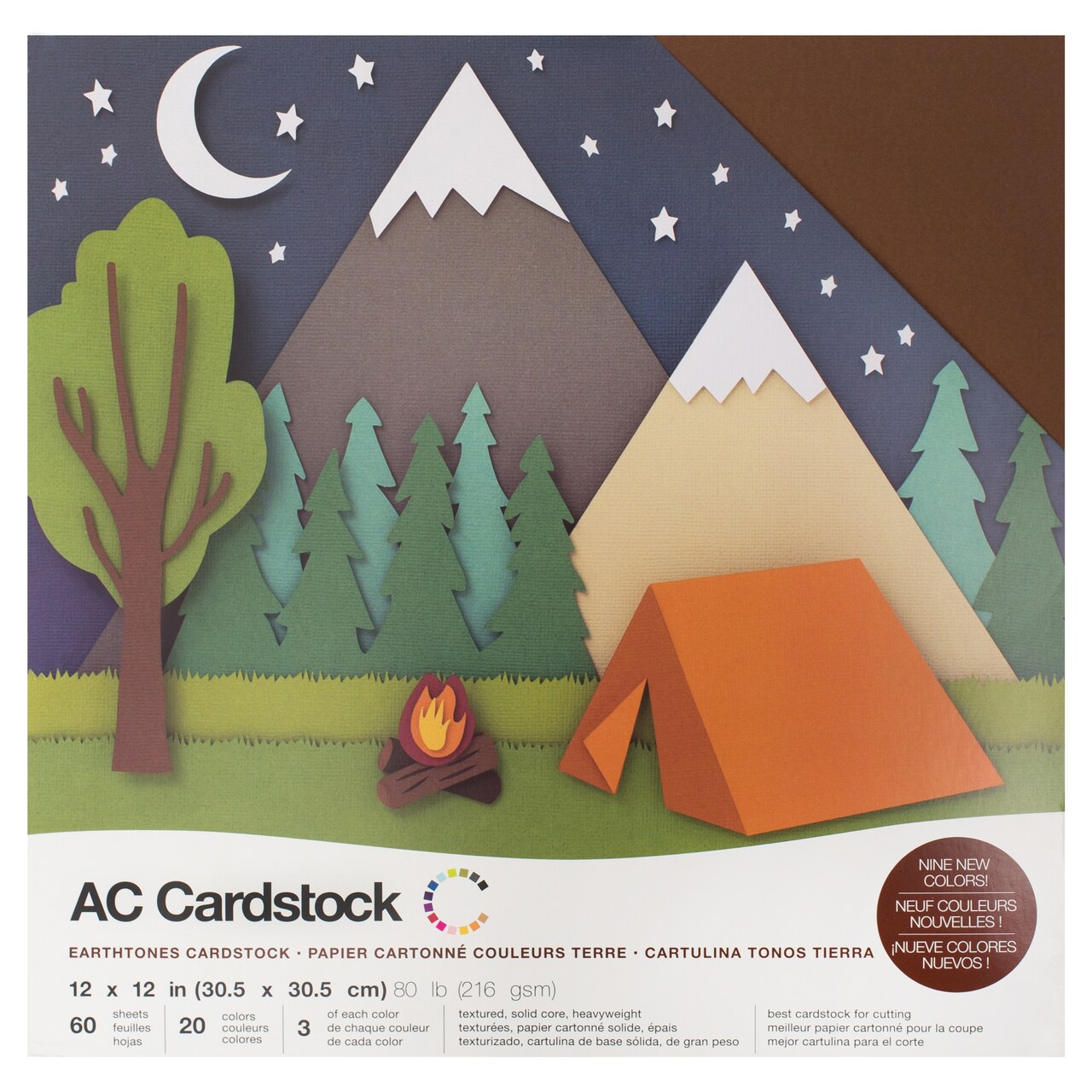 American Crafts Variety Cardstock Pack 12"X12" 60/Pkg-Earthtones